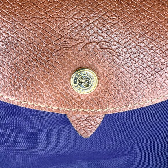 Longchamp Le Pliage Original Foldable Backpack - Purple Nylon & Brown Leather - Picture 4 of 14